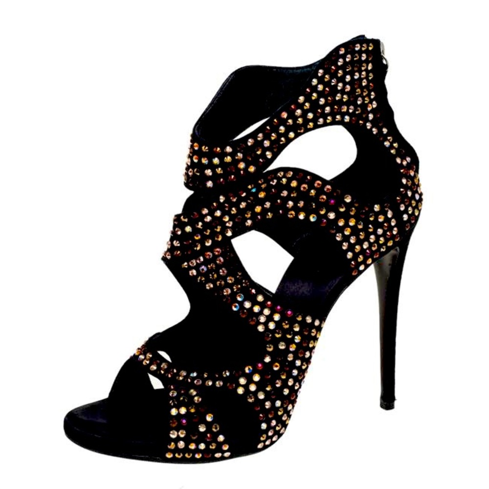 ✨💎 Giuseppe Zanotti black Suede Crystal Embellished Ankle Bootie/Sandals✨💎